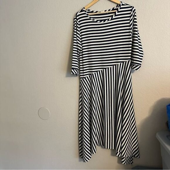 SOFT SURROUNDINGS ViviannaAsymmetric Stripe Ribbed Midi Dress |Size XL - Picture 2 of 10